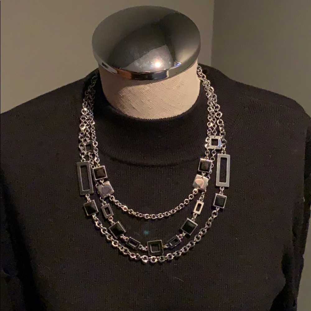 White House black market necklace silver and black